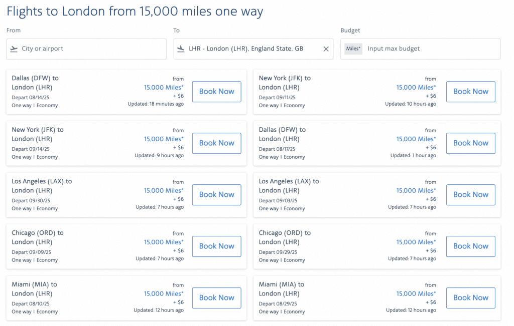 a screenshot of a flight schedule